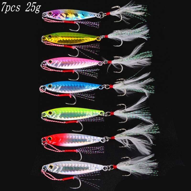 7pc 7g 10g 15g 20g p25g 30g 40g 60g fishing spoon spinnerbai - 图1