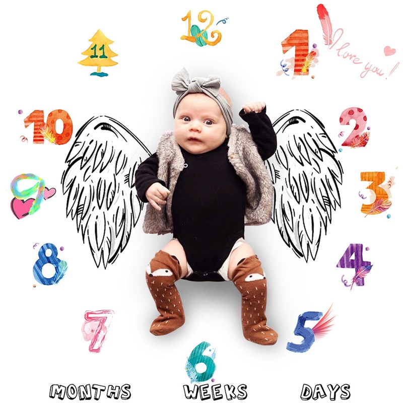 速发Baby Monthly Milestone Anniversary Blanket Newborns Phot - 图2