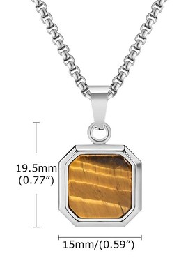 厂家直供不锈钢轻奢青金石方牌A吊坠项链几何形方形几何锁骨吊坠