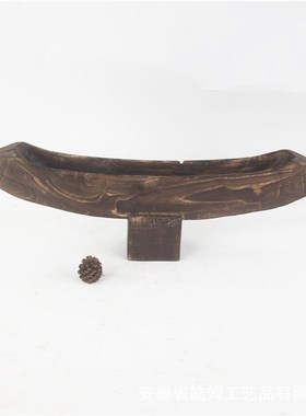 厂家销售侘寂风碳化木质桌面玄关造型摆件家居别墅软软装饰工艺品