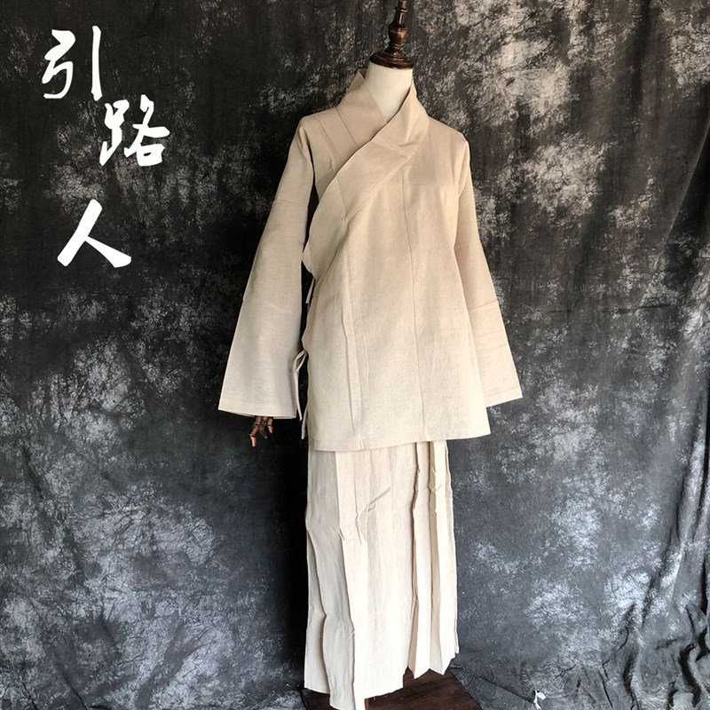 亚麻传统女丧服麻衣孝服白事奔丧服葬礼衣服麻裙麻裤麻帽套装包邮 - 图0