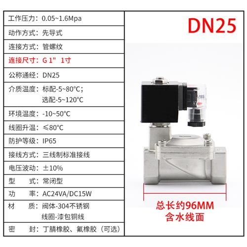 304不锈钢电磁控制阀2o寸8DN15高压2025水气螺纹40AC220V5046-图0