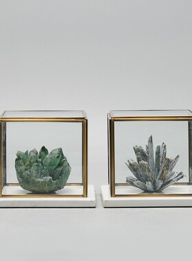 新中式水晶玻璃罩工艺品摆件样板房酒店售楼处桌面摆台玄关装饰品