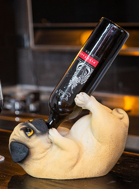 美式创意红酒架摆件酒柜装饰品家用客厅橱柜摆设工艺品狗狗酒瓶架