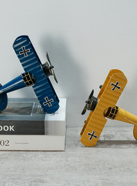 迷你复古创意简约 小飞机模型 小摩托车 家居装饰摆件 铁制小摆设