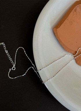 银翼|米粒椭圆极简冷淡风光泽质感银色925银百Y搭项链锁骨链
