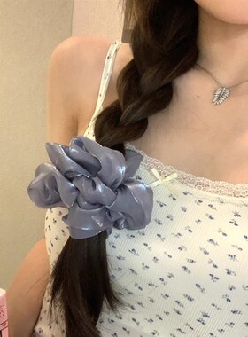 法式紫色缎面高级感真丝大肠发圈女猪大肠发绳韩系高级感发饰头花