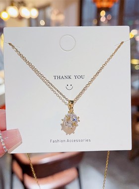 个性立体锆石项链不掉色女小众设A计感轻奢高级颈链甜美超闪锁骨