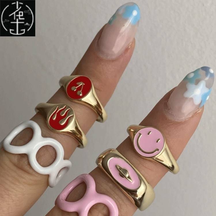 速发European American joint rings girl cute metal knuckle ri - 图0