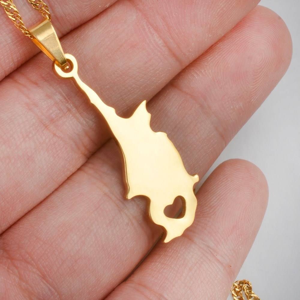 A niyo Cyprun Country Map Pendant Necklaces Gold ColXorsJewe - 图0