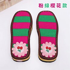 Подошвы 孺子牛秋冬新款手工编织毛线鞋底绣花拖鞋l居家保暖防滑暖阳毛线 Ox