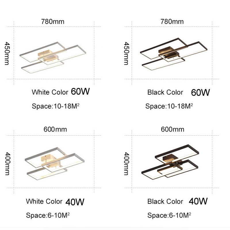 推荐NEO Gleam Rectangle Black/White Color Modern Led Chandel - 图0