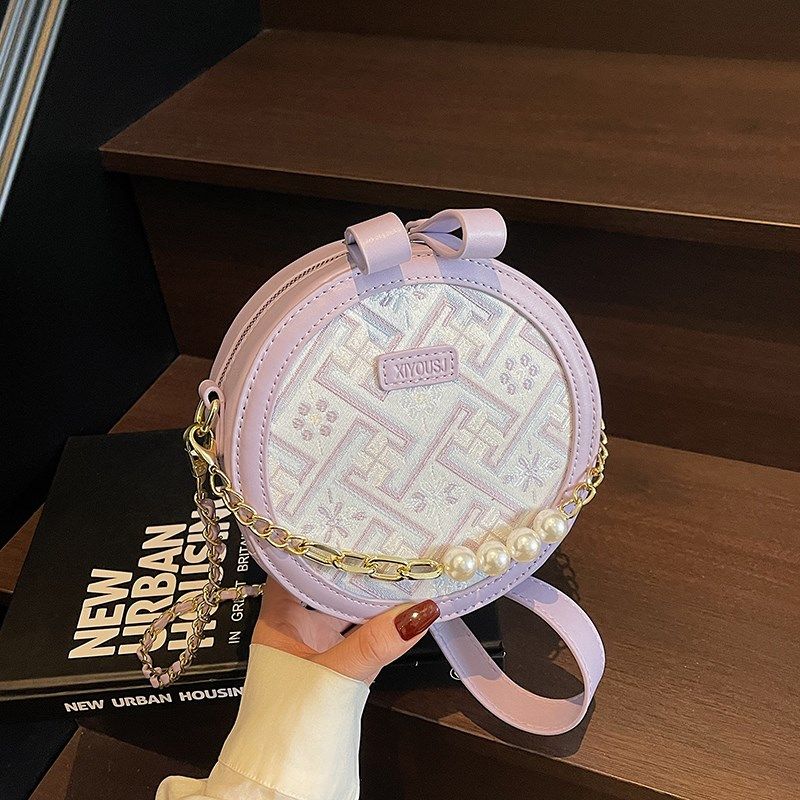新中式刺绣小包包女2025新款潮时尚珍珠链条小圆包春夏质感斜挎包,淘宝优惠券,粉丝福利购,淘宝优惠卷