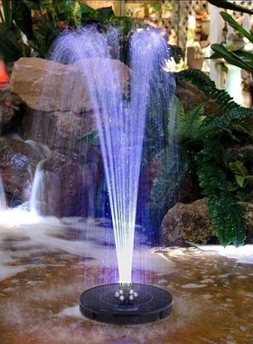 热销LED太阳能圆形喷泉灯户外水池G庭院景观漂浮灯装饰七彩喷泉灯