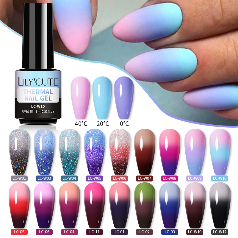 推荐LILYCUTE Thermal Nail Gel Polish 3 Layers Temperature Sh - 图0