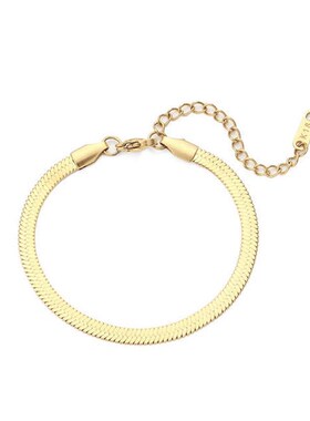 小众高货Tarnish Free Steel 18k Gold Plated Flat Snake Chain