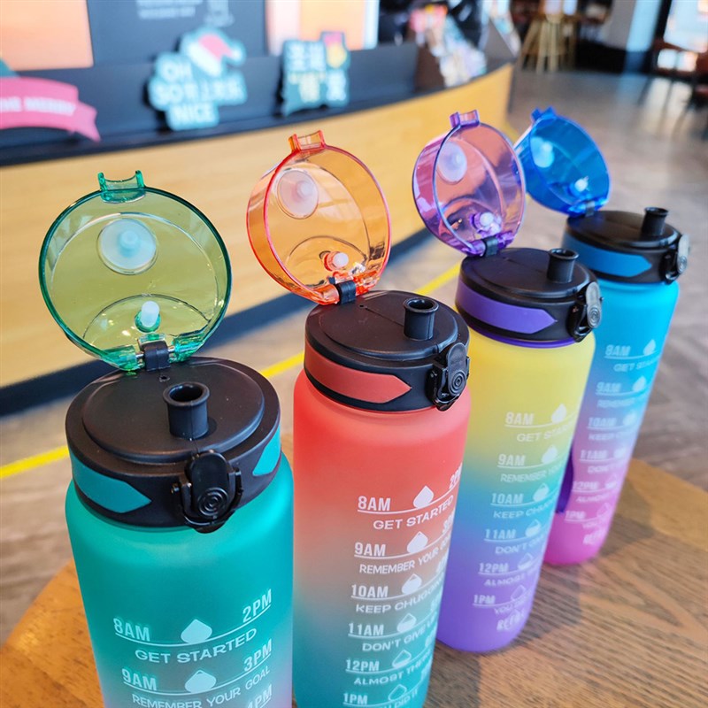 速发Portable Water Bottle Water Cups Motivational Sports Wat-图0
