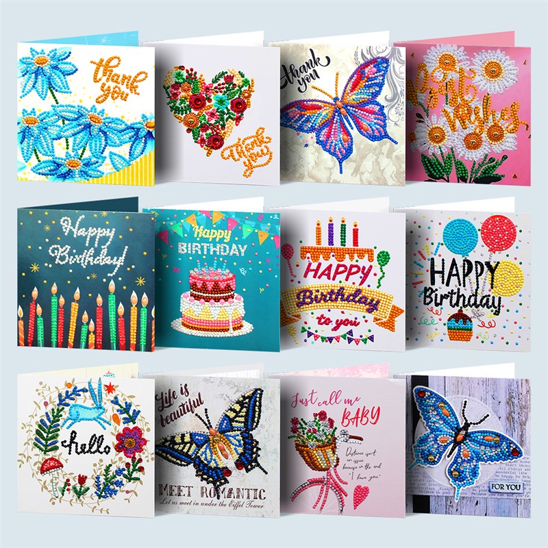 网红Happy Birthday Card Diamond Painting DIY Greeting Cards - 图0