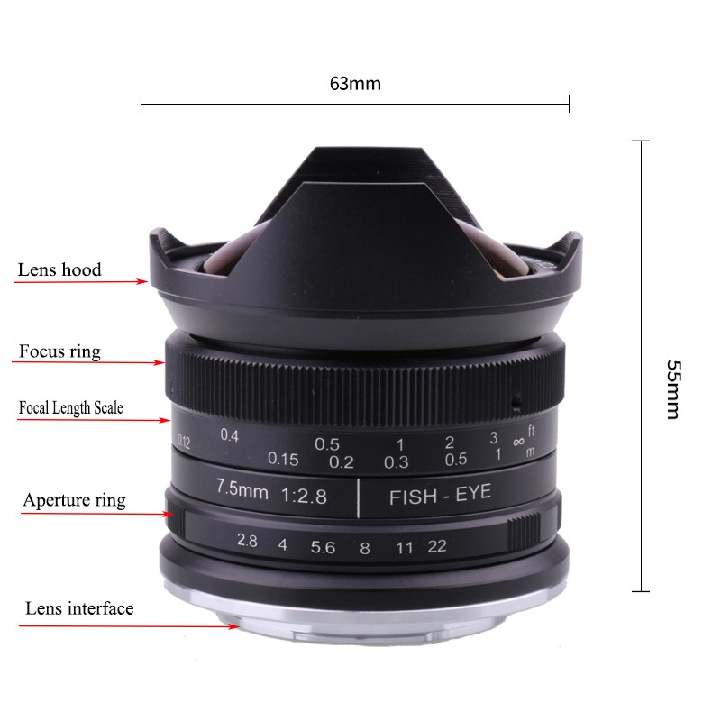 推荐RISESPRAY 7.5mm f2.8 fisheye lens 180 APS C Manual Fixed - 图3