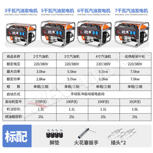 机220V家用发.油小型38t0V汽机发电机3KW5.5/6.5/7电5两相-图0