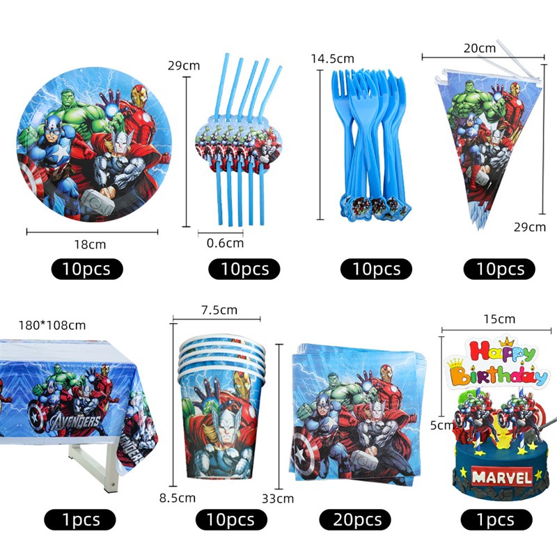 Avengers SuperHero Partty Supplies Decorations Kids Birthday - 图1