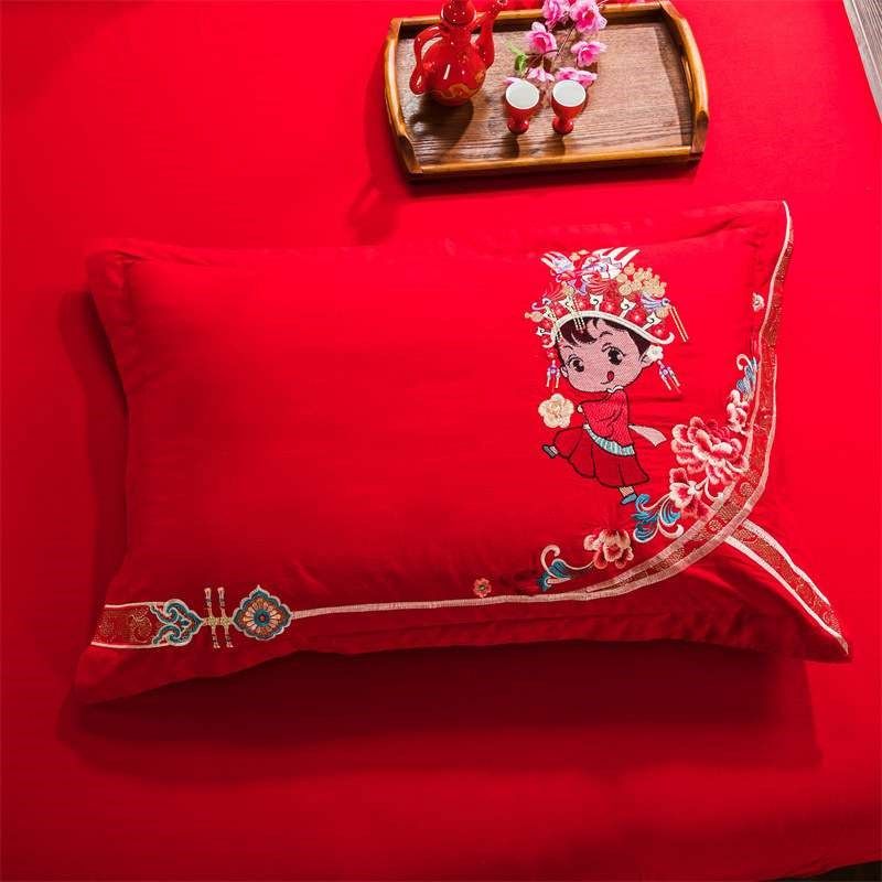 婚庆四件套长绒棉红色喜庆2024新款婚庆大刺绣四件套婚庆床品套件,淘宝优惠券,粉丝福利购,淘宝优惠卷
