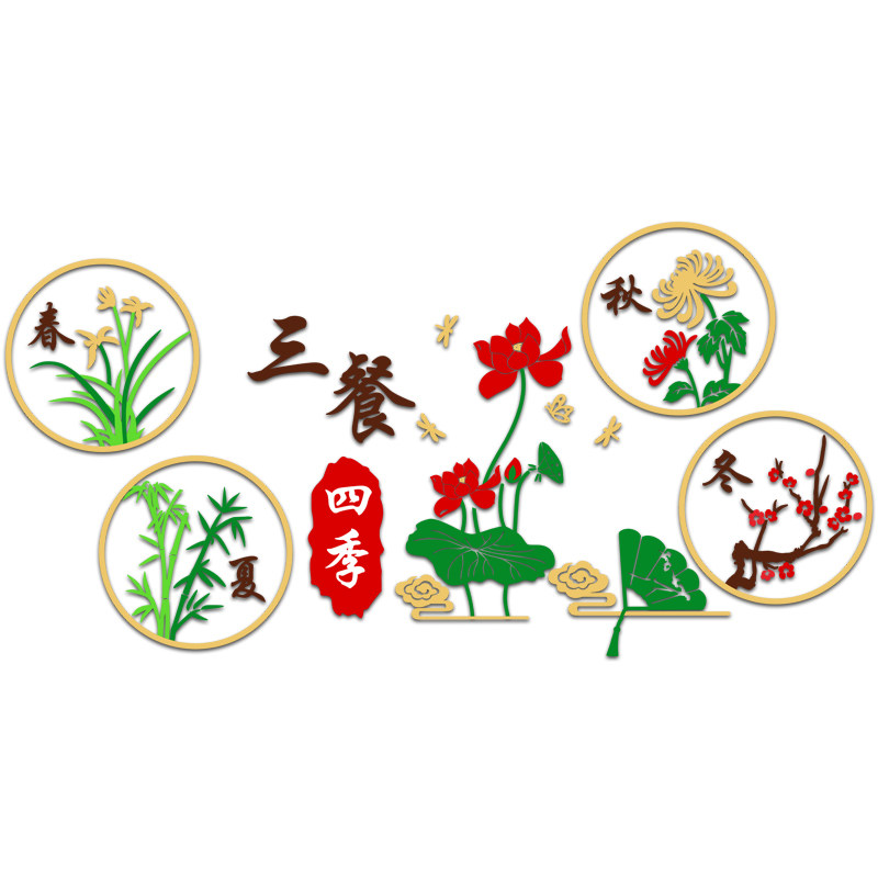 餐厅墙面装饰餐桌背景墙贴纸画立体网红温馨三餐四季房间客厅布置,淘宝优惠券,粉丝福利购,淘宝优惠卷