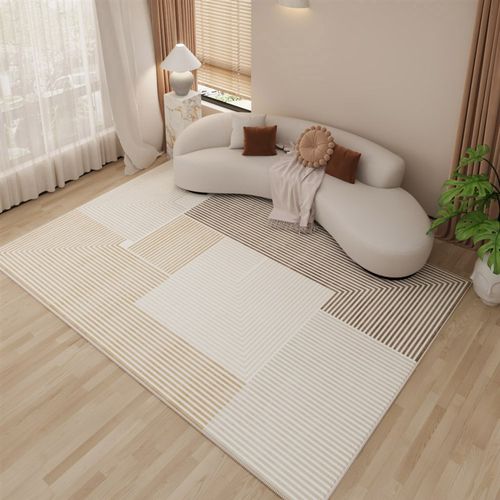 推荐Simple creamy bedside blanket, non slip floor mat防滑地-图0