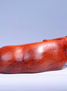 实木雕刻卧牛f摆件檀木头根雕十二生肖牛手把件红木家居装饰工艺