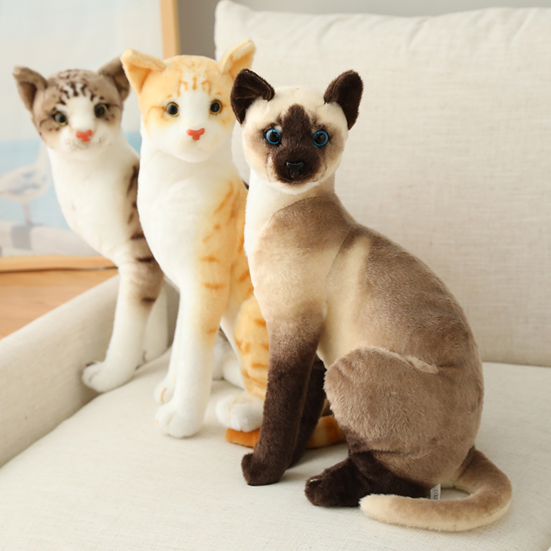 极速Juguete de peluche de gatos siameses realistas para ni? - 图2