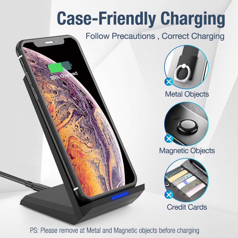 15W Qi Wireless Charger Stand For iPhone 11 pro 8 X XS  Sams - 图1