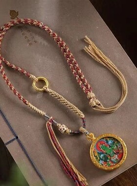 高货藏式编绳吊坠挂绳挂脖唐卡项链E绳手搓棉线锁骨链黄金挂件绳