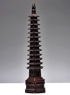 黑檀实木雕刻13层文昌塔摆件十三层塔家居客厅玄关装饰送礼工艺品