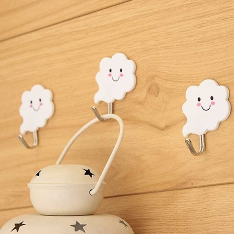 跨境新款6pcs Self adhesive cloud shape wall hPook wall-Mount-图0