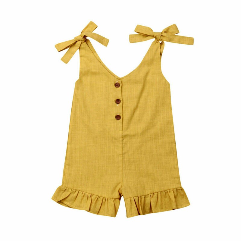 推荐1-6Y New Baby Girl Cotton Linen Clothes Girls Ruffle Rom - 图1