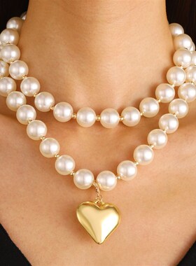 欧美跨境饰品夸张赛博多层圆珠朋克E项圈锁骨链几何珠子项链女串