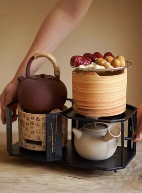新品中式铁艺炭炉户外便携茶炉架小风炉防烫炭炉架隔热架中式收纳
