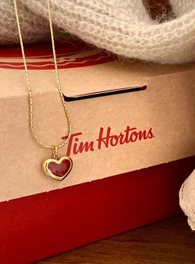 红色滴釉爱心项链女2024新款爆款轻奢小众气质颈链锁骨链配饰秋冬