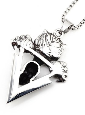 个性霸气虎头虎爪骷髅头项链男款潮欧美朋克风暗黑系挂链搭配衣服