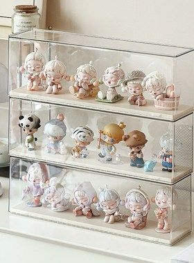 泡泡玛特小野盲盒展示架收纳积木摆件手办展示柜透明亚克力展示盒