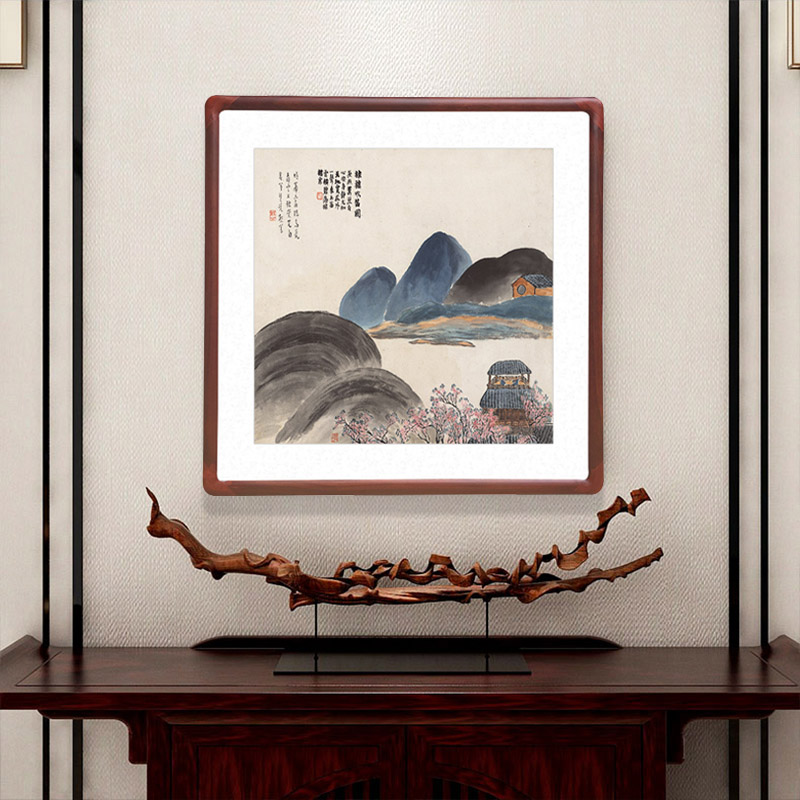 齐白石国画石门二十四景斗方山水画客厅玄关装饰画办公室方形壁画 - 图0