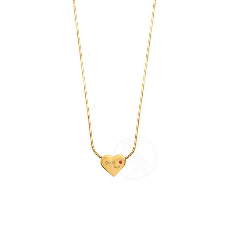 速发。Chocker English lucky red zircon peach heart necklace - 图3