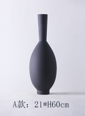 现代简约新中式黑色哑光陶瓷碗花瓶摆件家居样板间客厅水果盘装饰