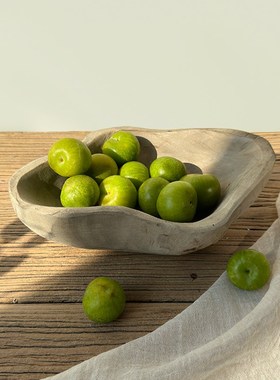 侘寂风实木船形果盘复古做旧干果盘民宿餐桌高级感托盘装饰摆件