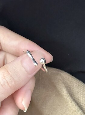 因缺斯汀小众设计感不规则金属开口戒指简约百搭竹节感清冷指环女