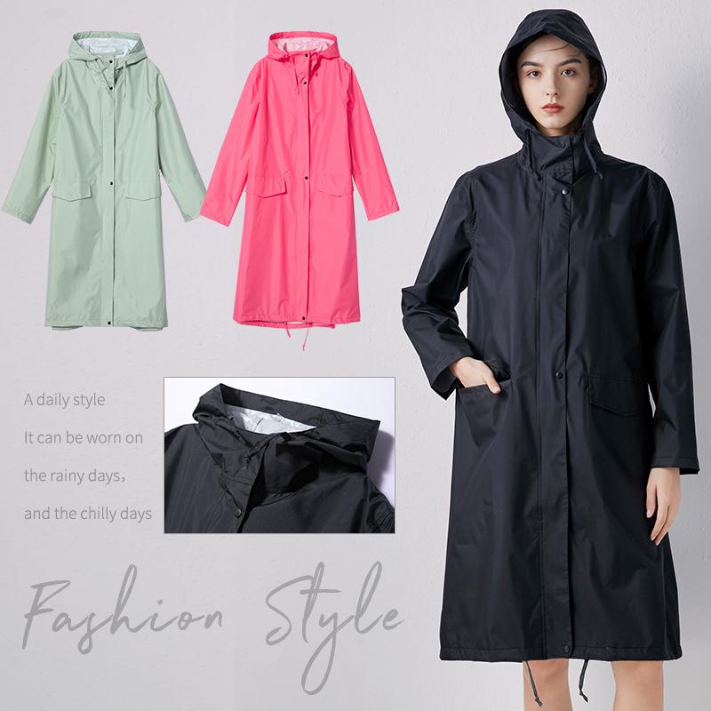 极速Women New Stylish Long Raincoat Waterproof Rain Jacket - 图2