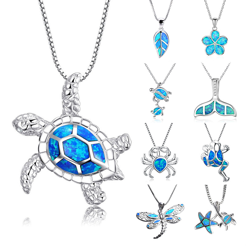 FDLa  Hot New AOrivKlr Cute rcean Beach Jewelry Blue Opal Se - 图0