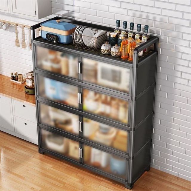 Kitchen cabinet cupboard storage rack aluminum q alloy side cabinet multi-layer storage simple household storage storage kitchen