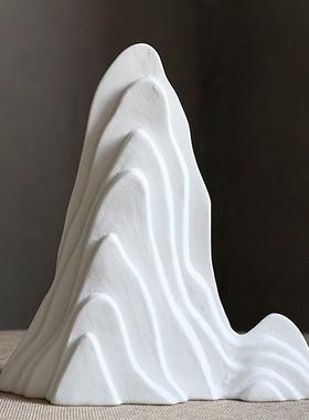 新中式禅意售楼处家居玄关桌面茶室书房电视柜陶瓷假山太湖石摆件