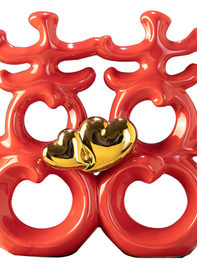 喜字陶瓷装饰品摆件n结婚礼物送新人实用客厅电视柜创意工艺品摆